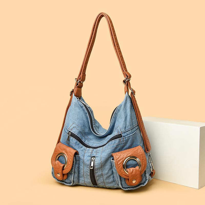 A Large-capacity Backpack with A Niche, Big Bag Feel and Good Appearance. Go and Play with A Large-capacity Denim Backpack