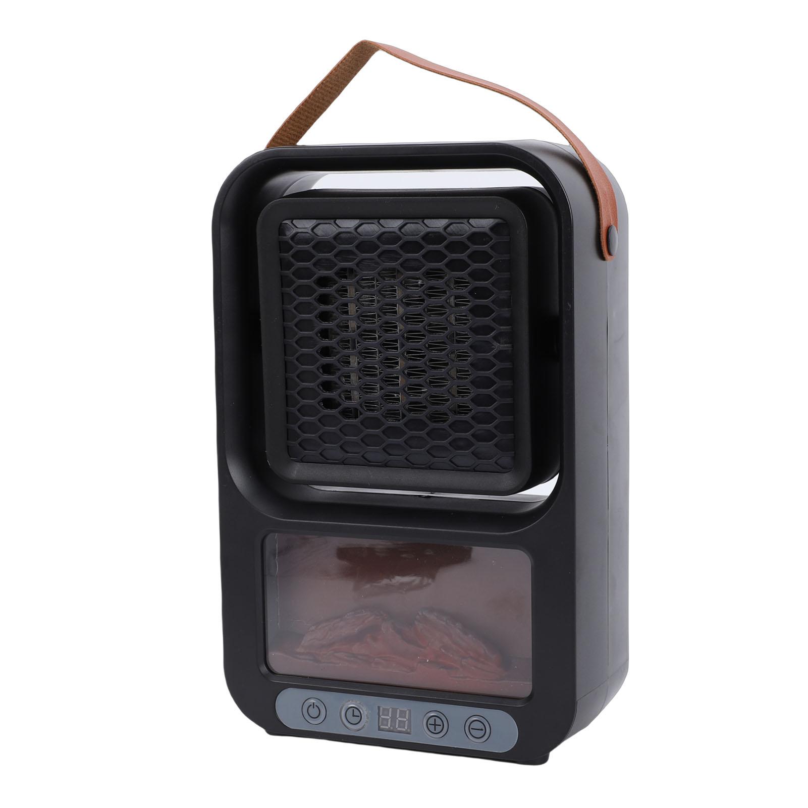 

Electric Fireplace Heater Lifelike 3D Flame 360 Degree Rotation Small Space Heater with Light 12H Timer Remote Control Tilt