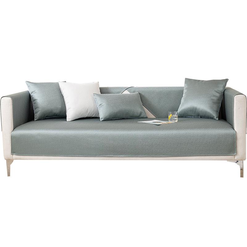 Ice Silk Sofa Cushion Summer Summer Summer Mat Non-Slip Affordable Luxury Style Cushion All-Inclusive Modern Simple Solid Color Universal Cover Towel