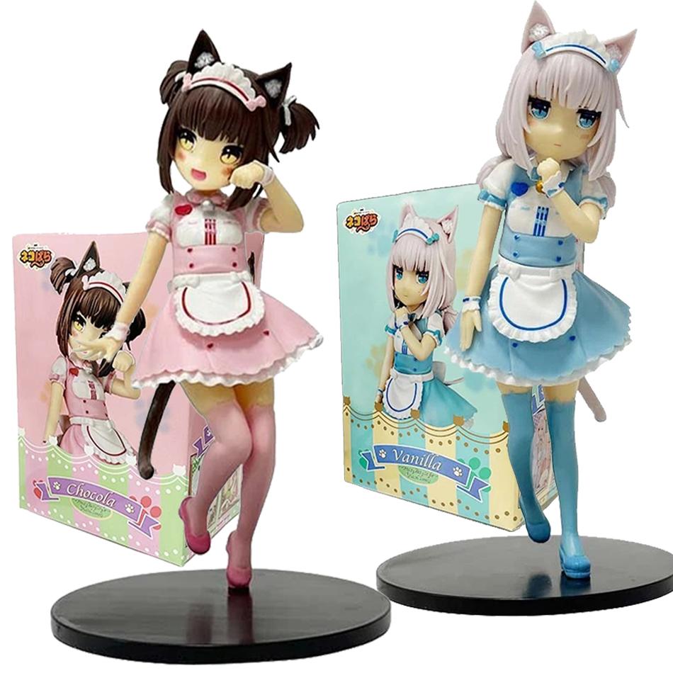 18cm NEKOPARA Anime Figure Kawaii Girl Chocola Action Figure Cute Maid Vanilla Figurine PVC Collection Model Doll Toys Gifts