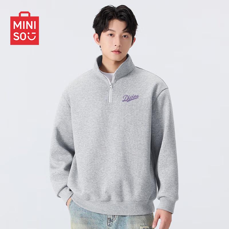MINISO Unisex Fall Stand-up Collar Raglan Sleeve Sweatshirt