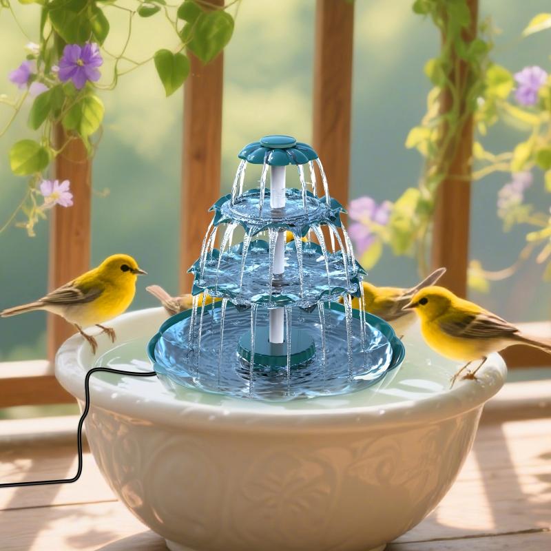 1pc Solar Fountain Pump,Three-Layer Solar Bird Bath Fountain,Detachable Fountain,Used For Outdoor Garden Villa Pond Decoration