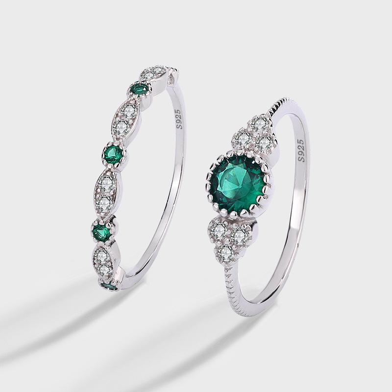 

Набор колец Shein из изумрудного циркона S925: Европейская/Американская Мода Сапфировое Обручальное Кольцо для Женщин Size 8