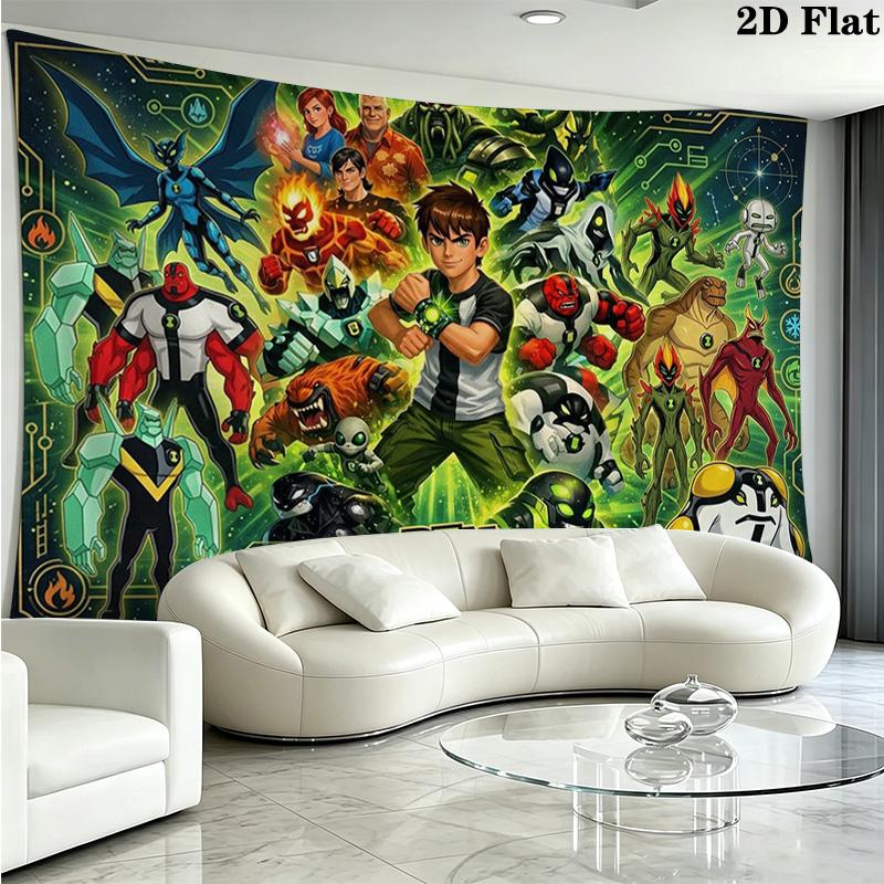 ben 10 Wall Tapestry Aesthetic Wall Hanging Printed Fabric Blanket Decorative Tapestries for Bedroom Living Room Home Decor
