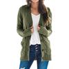 Women Autumn Open Front Knitted Cardigan Sweater Button Pockets Outwear Coat