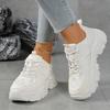 New Casual Platform Women Sneakers Round Toe Mesh Women Shoes Autumn Fashion Increased Breathable Comfortable Sport Tennis