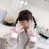 Winter Neue Farbblockierte Kinderhandschuhe Cartoon Niedlich Kt Katze Sanrio Warme Handschuhe Plüsch Fingerhandschuhe