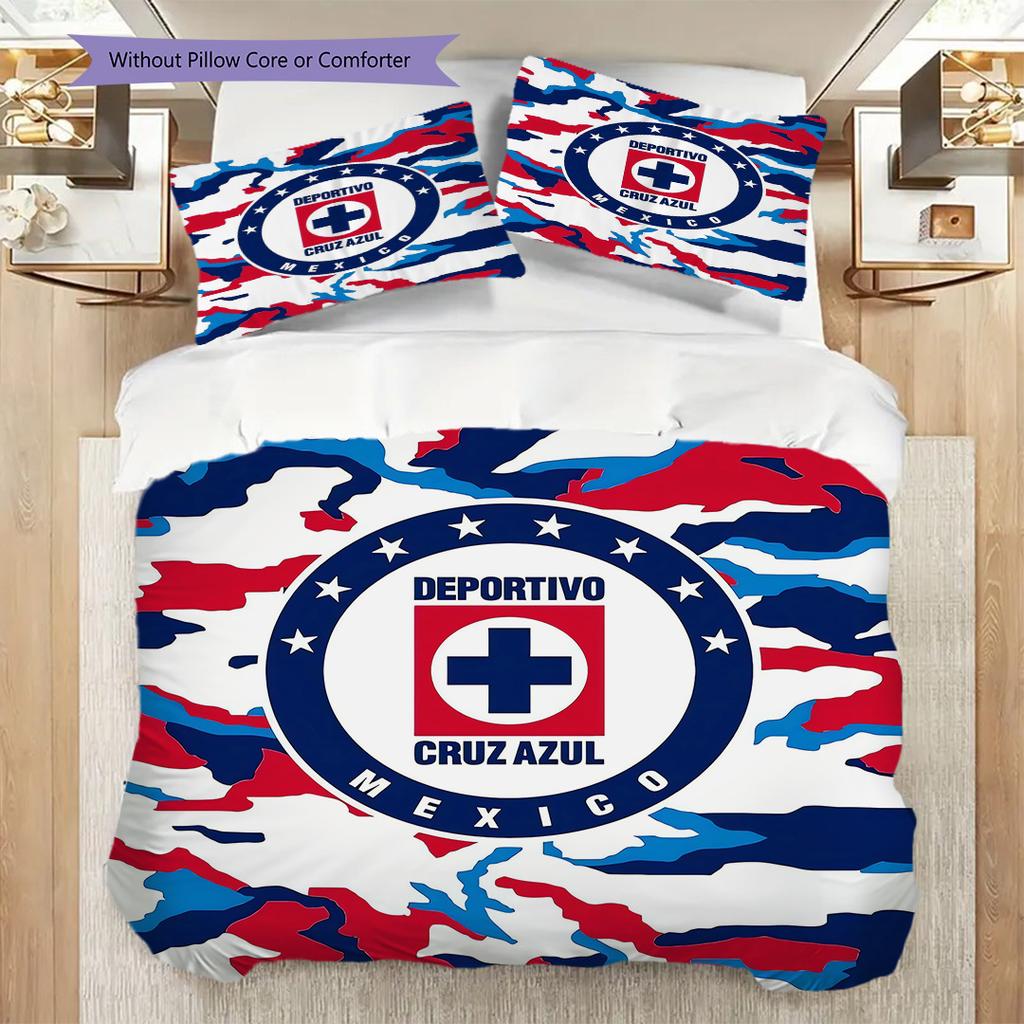 Cruz Azul Pattern Bedding Quilt Set Quilt Cover Pillowcase Home Decoration Birthday Gift (1 * duvet cover + 2 * pillowcase, without core)
