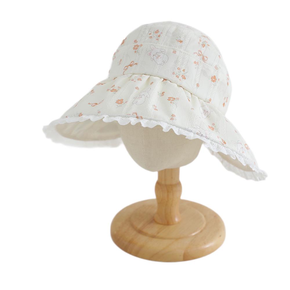 Girls' Summer Sunshade Hat - Lace Princess Style, Large Brim, Breathable & Lightweight