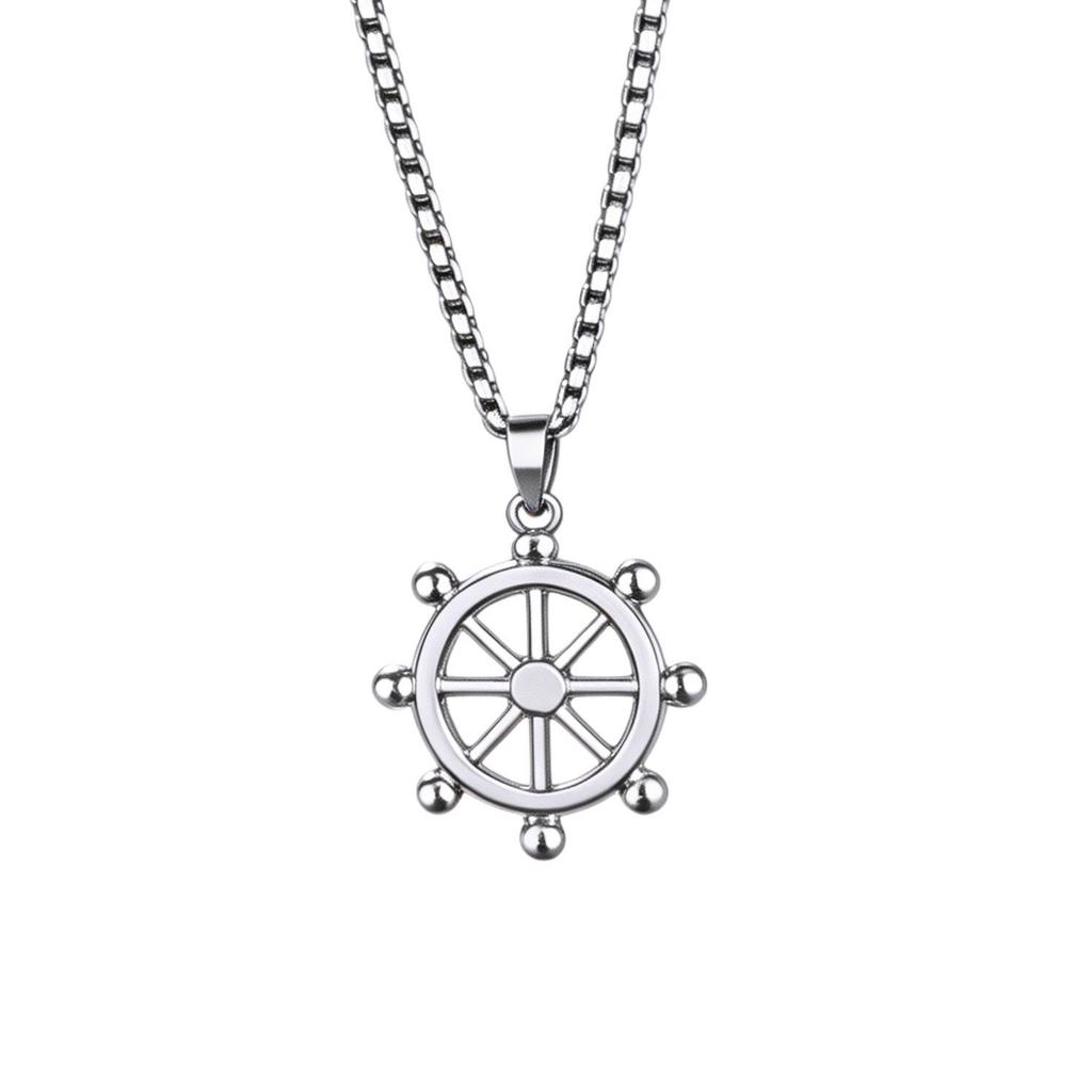 Unisex Trendy Ship Wheel & Anchor Necklace - High-End, Simple, Niche Design for Fashion-Forward Style