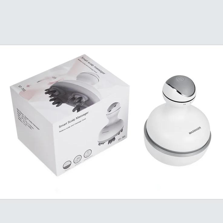 Новый электрический беспроводной массажер для кожи головы, ручной портативный скребок для головы, массажер для роста волос, глубокой очистки и снятия стресса белый