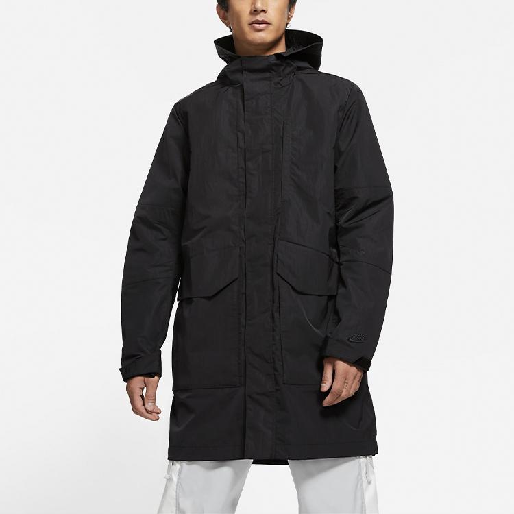 Nike Sportswear Hooded Woven Windbreaker Jacket With Large Pockets Men Outerwear Black CZ9888-010
