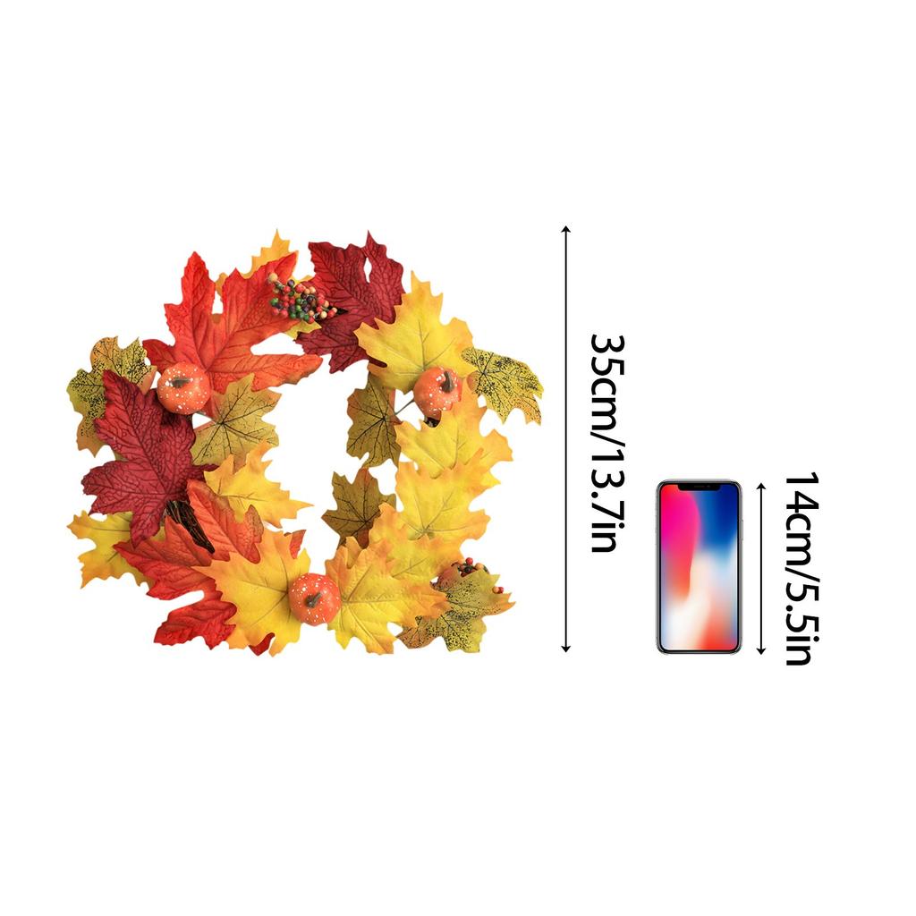 Festival Wreath Maple Leaf Pumpkins Halloween Wreath Door Hanging Wreath Thanksgiving Decorations