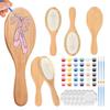 Spazzole per Capelli 6 Pezzi Kit Pittura Spazzole per Capelli in Legno Fai da Te con Penne Multicolore Crea la Tua Spazzola per Capelli Set Artigianale Pettine per Capelli in Legno