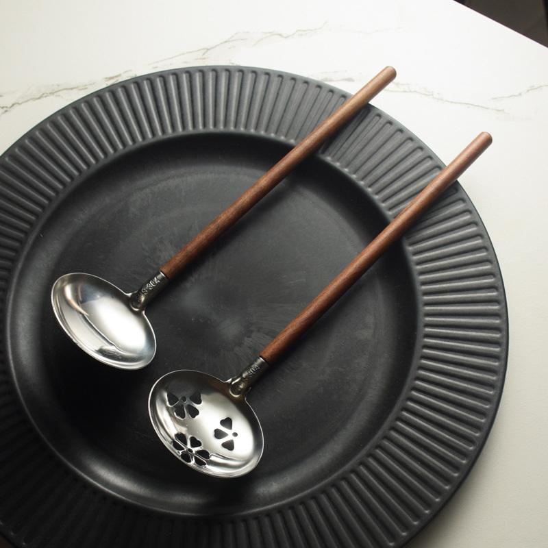 Walnut Handle Kitchen Tool 304 Stainless Steel Spatula Spoon Oil Filter Colander Kit Gadgets Anti-Scalding Cookware For Service