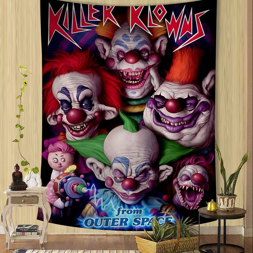 Terror Clássico K-Killer Klowns Filme Tapeçaria Colorida Pendurada na Parede Barata Pendurada na Parede Hippie Mandala Boêmio Pendurado na Parede