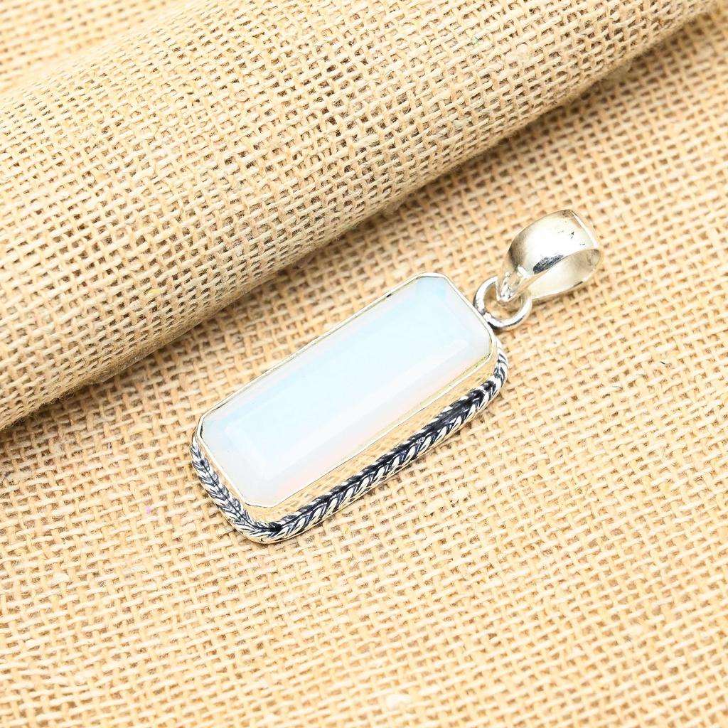Milky Opal Gemstone Handmade 925 Sterling Silver Jewelry Lovely Pendant For Women