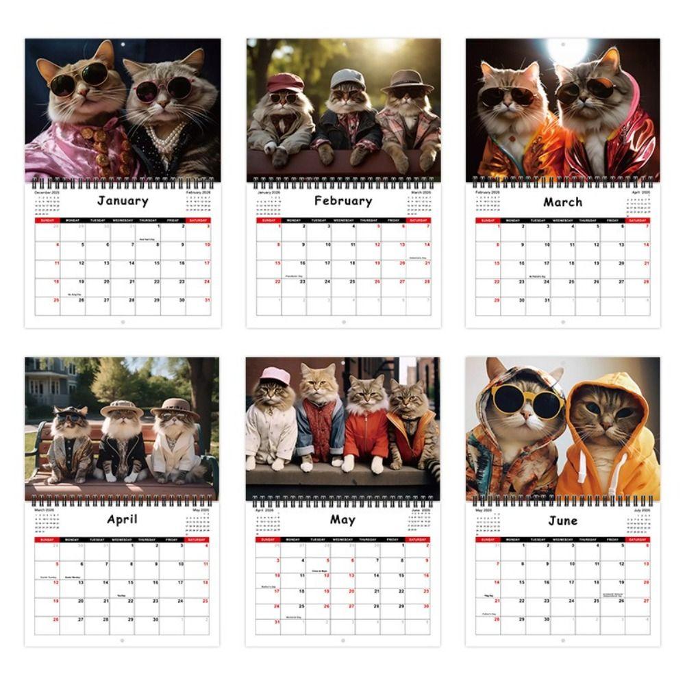 Hanging Loop Cat Calendar Durable Construction Monthly Planner Kitten Wall Calendar  Office Decor