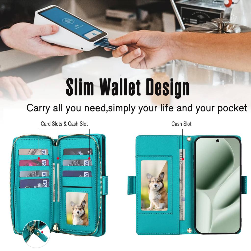 WEFOR Crossbody Wallet Case for Google Pixel 10 9 Pro XL 9A 8A 8 Pro, RFID Blocking Zipper Handbag Purse Flip Cover, Folio Case