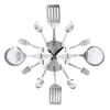 Non-ticking Creative Pan Shape Wall Clock Luxury Metal Digital Wall Timepiece for Kitchen Restaurant Wall Decor
