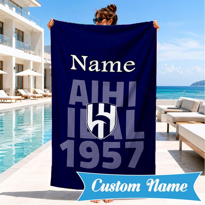 Custom Name Al FC Crest Beach Towel Microfiber Beach Towel, Lightweight and Quick-Dry, for Summer Travel, Swimming Pool Gift