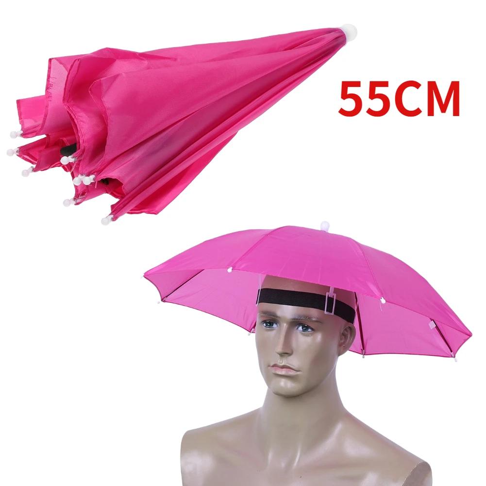 Outdoor Foldable Head Umbrella Hat Anti-Rain Anti-Sun Head-Mounted Headwear Sun Cap for Fishing Golf Cycling Hiking Camping