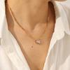Women's teardrop square zircon necklace, titanium steel light luxury clavicle chain accessory