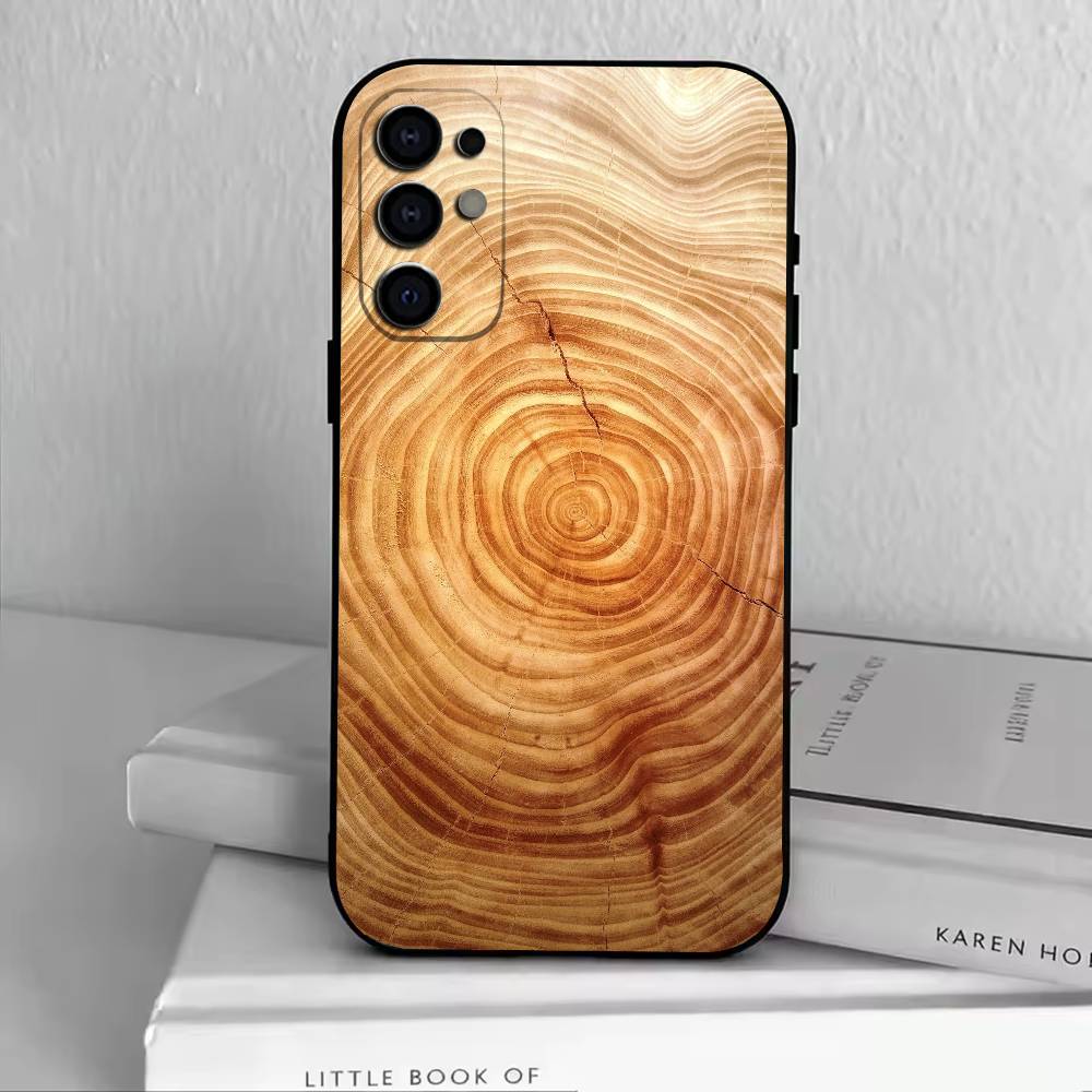 N-Natural Wood  Phone Case Black Silicone Soft For Samsung S25,S24,S21,S22,S23,S30,Ultra,S20,Plus,Fe,Lite