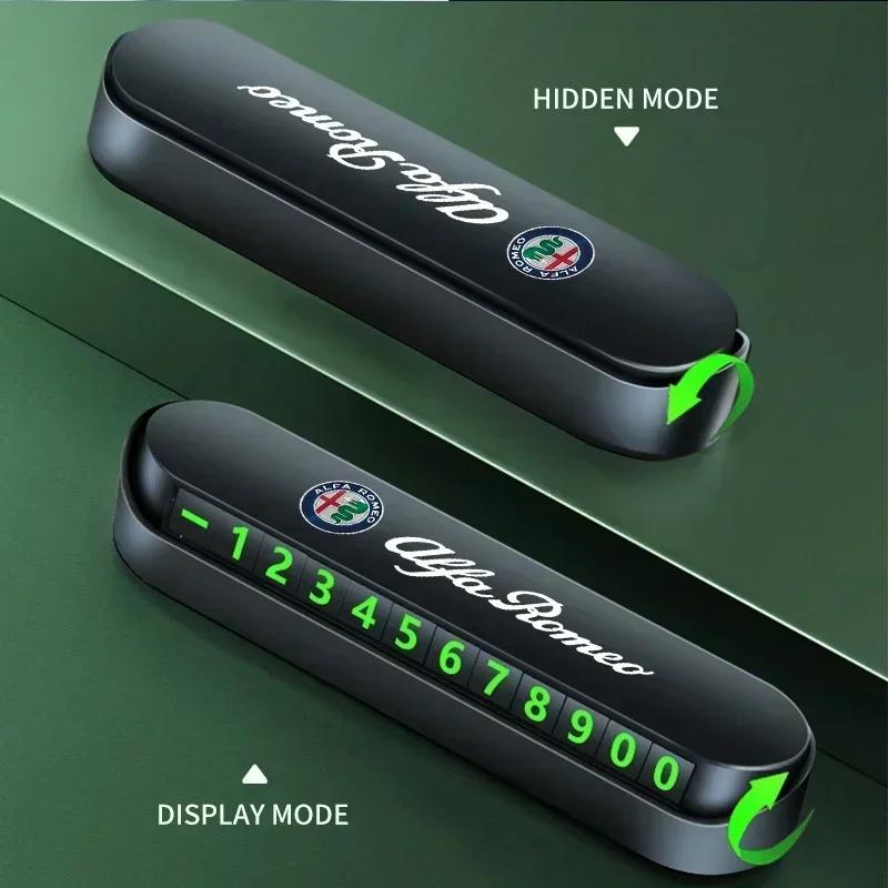 ynght7 Luminous Car Temporary Parking Card Phone Number Plate For Alfa Romeo 159 147 156 166 Giulietta Giulia Mito Stelvio Brera Spider
