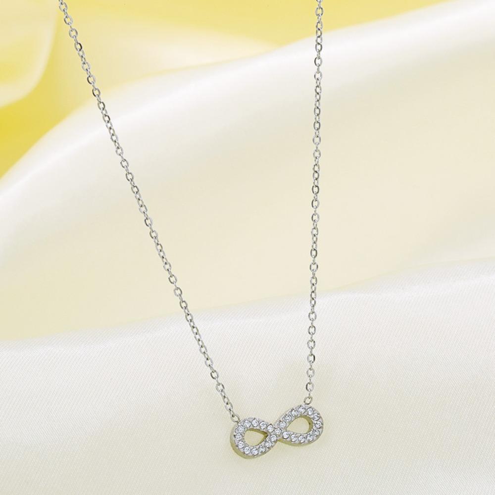 Women Necklace Infinite Loop Titanium Steel Zircon Jewelry Fashion Hypoallergenic No Fade