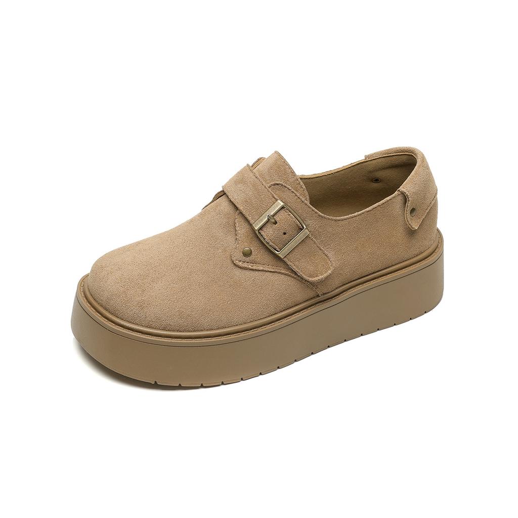 Platform Women's Spring New One-word Retro Single Shoes with Round Head