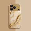 Golden Marble Waves Gold Metallic Paint Tempered Glass Phone Case For iPhone 17 Pro Max 11 12 13 14 15 16 Plus 17 Air 16E Cover