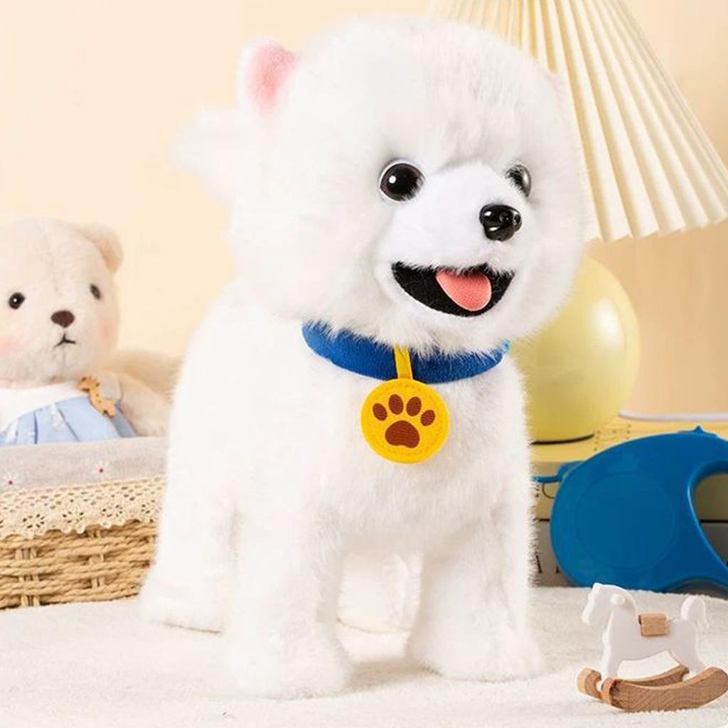 Elektryczny pluszowy pies śpiewa, wystawia język po dotknięciu głowy (losowa smycz)