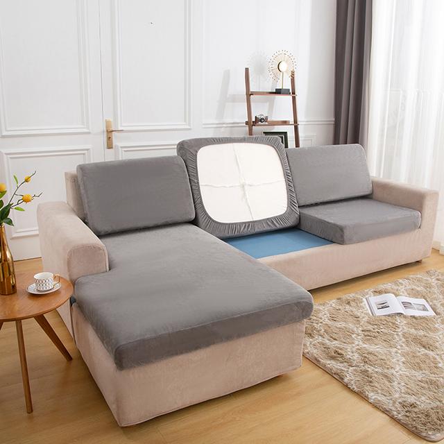 

Плюшевый чехол на сиденье дивана, толстый чехол для диванной подушки, эластичный угловой чехол для подушки сиденья, однотонный защитный чехол для мебели Plus Size4(XL)-1pc