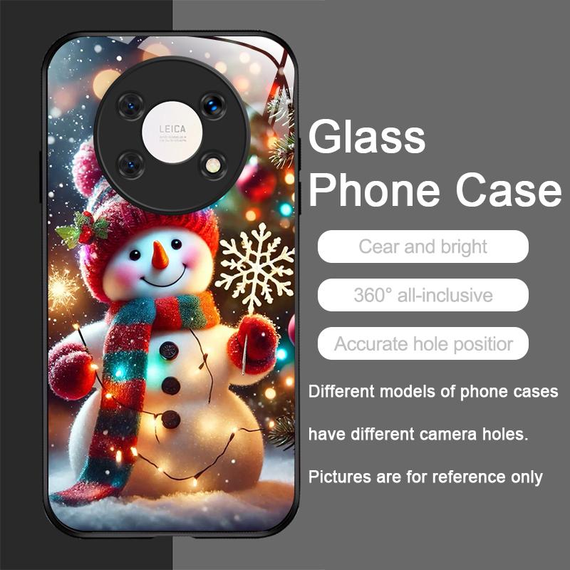 Funda de Cristal Templado para Teléfono con Diseño Lindo de Muñeco de Nieve Navideño de Invierno para Huawei Honor 200 100 90 80 Magic 7 Pro 6 5 Lite X9 X8 5G