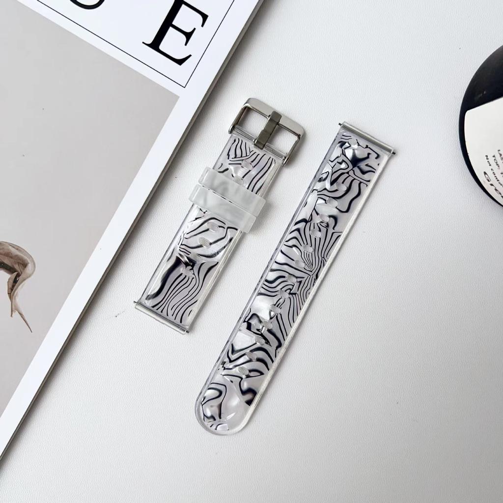 20mm 22mm Universal Watch Band - TPU Shell Zebra Pattern Summer Breathable Sports Smart Watch Band for Samsung Galaxy Watch Huawei Watch Xiaomi Watch