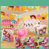 Colorful Donuts Birthday Party Supplies Featuring Plates Cups Tablecloth And Banner