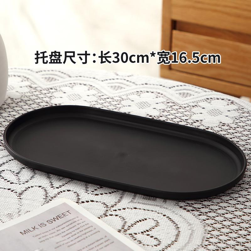 4 pièces Plateau à café en plastique, Plat de service alimentaire ovale avec surface lisse pour dessert de maison Plateau anti-chute Thé de l'après-midi