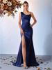 Elegant Women's One-Shoulder Spaghetti Strap Long Evening Gown