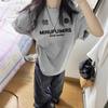Extra Large Size Fat MM Catties Pure Cotton Gray Short-sleeved T-shirt Women's Summer New Loose Niche Design Top Trendy