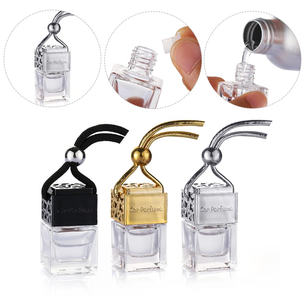 Hanging Empty Car Perfume Bottle Empty Glass Bottles Essential Oils Diffuser Fragrance Air Freshener Auto Ornament Home Decor