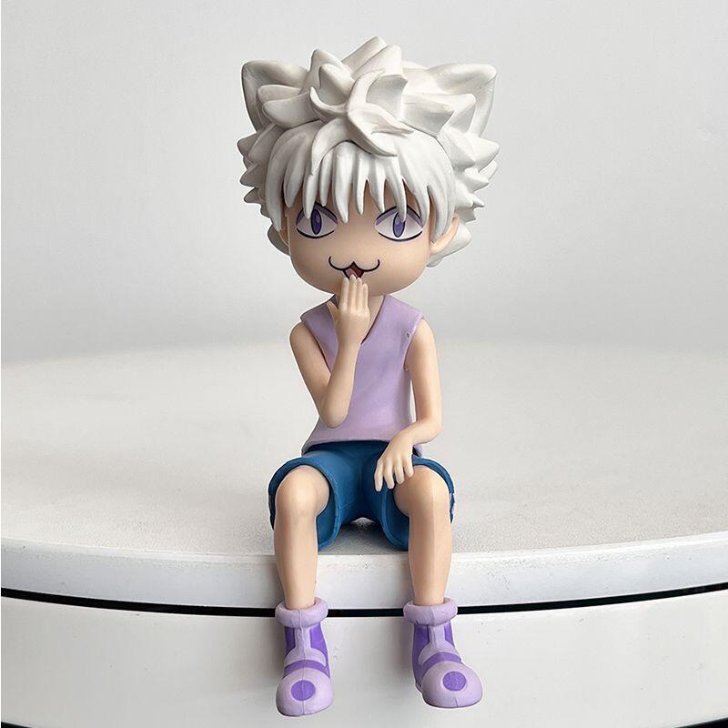 Japan Anime Killua Zoldyck Silver Hair Q Version Sitting Posture Static Character Model Desktop Decoration Friends Birthday Gift