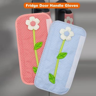 1 paire de housses de poignée de porte de réfrigérateur, motif floral, résistantes à l'usure, ne se décolorent pas, lavables