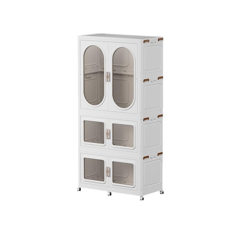 Folding plastic storage cabinet free installation household multifunctional wardrobe simple multi-layer bedroom clothes finishing storage cabinet