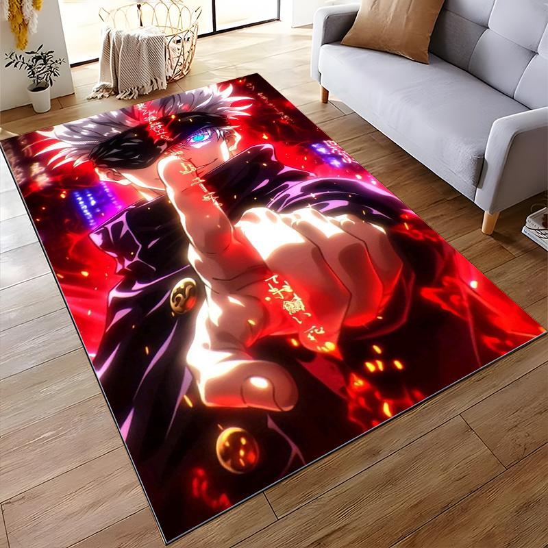 Atemberteppich mit Anime-Charakter, leuchtende Farben. Geeignet als rutschfeste Spielmatte für Sofas im Wohn- und Schlafzimmer.