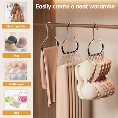 Tie Hanger Multifunction Hooks Circle Ring Hat Hanger Non-marking Non-slip Hat Storage Hook Scarf Towel Tie Hanging Rack