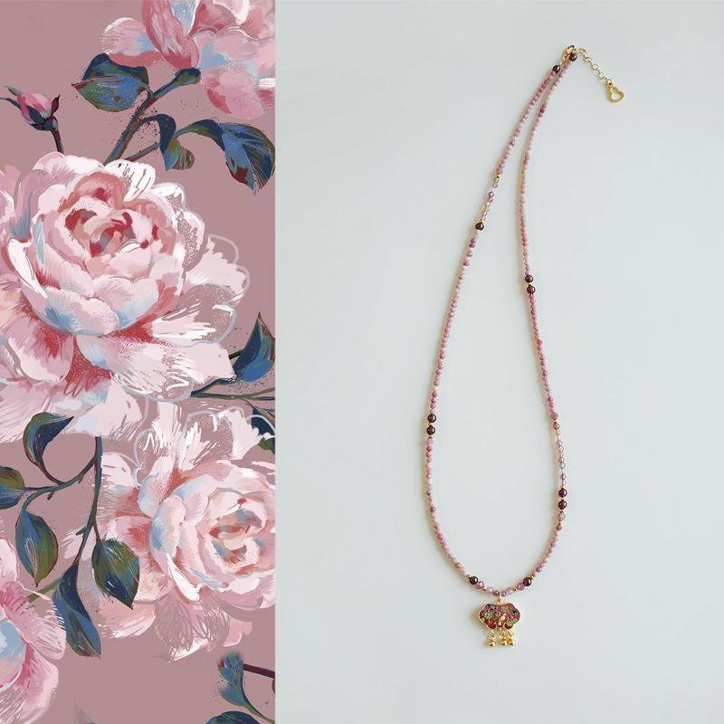 

45cm Wish Lock Pendant Natural Stone Necklace Female Light Luxury Minority Clavicle Chain Fancy Beaded Necklace Ornament Wish Lock Necklace