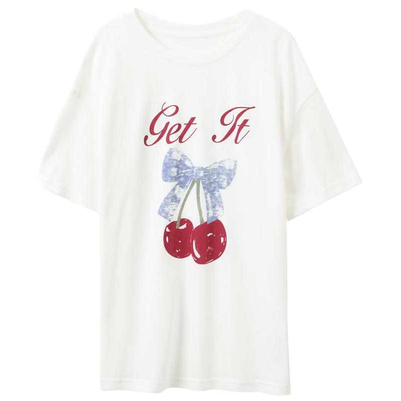 

SanCai 2026 Spring Cherry Print T-Shirt L