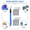 Metal Deburring Trimmer Knife in Pen Shape Portable High Precision Burr Removal Cutters Reamer Tool with 11 Cutters