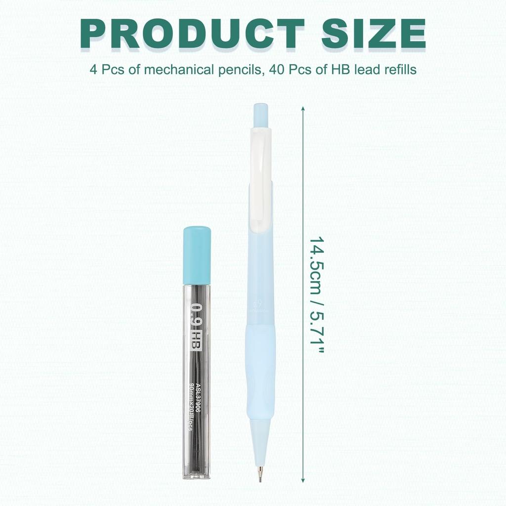 Mechanical Pencils with 40 Refill Leads Ideal for and Classroom Use Blue M&G 4-Pack 0.9mm - Drafting, Sketching, Art, Office, -